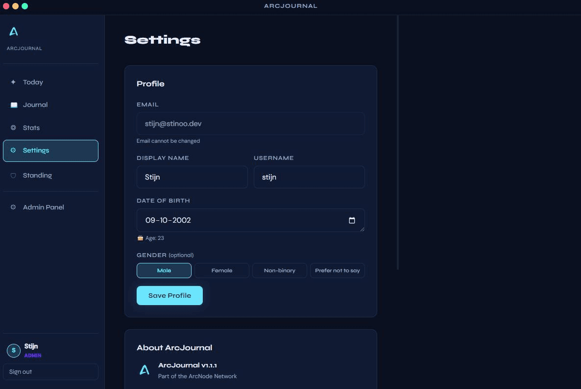 ArcJournal settings