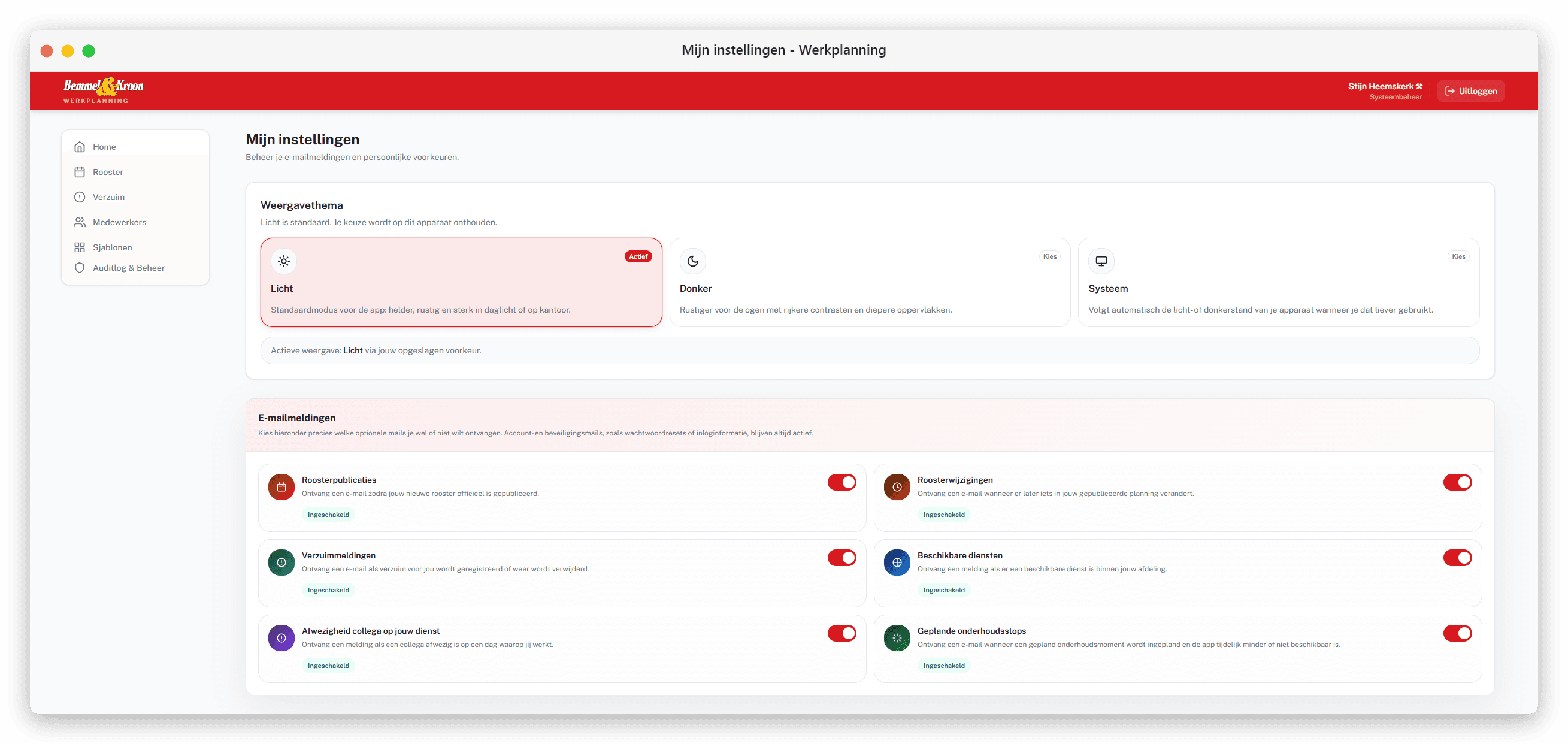 Bemmel & Kroon user settings