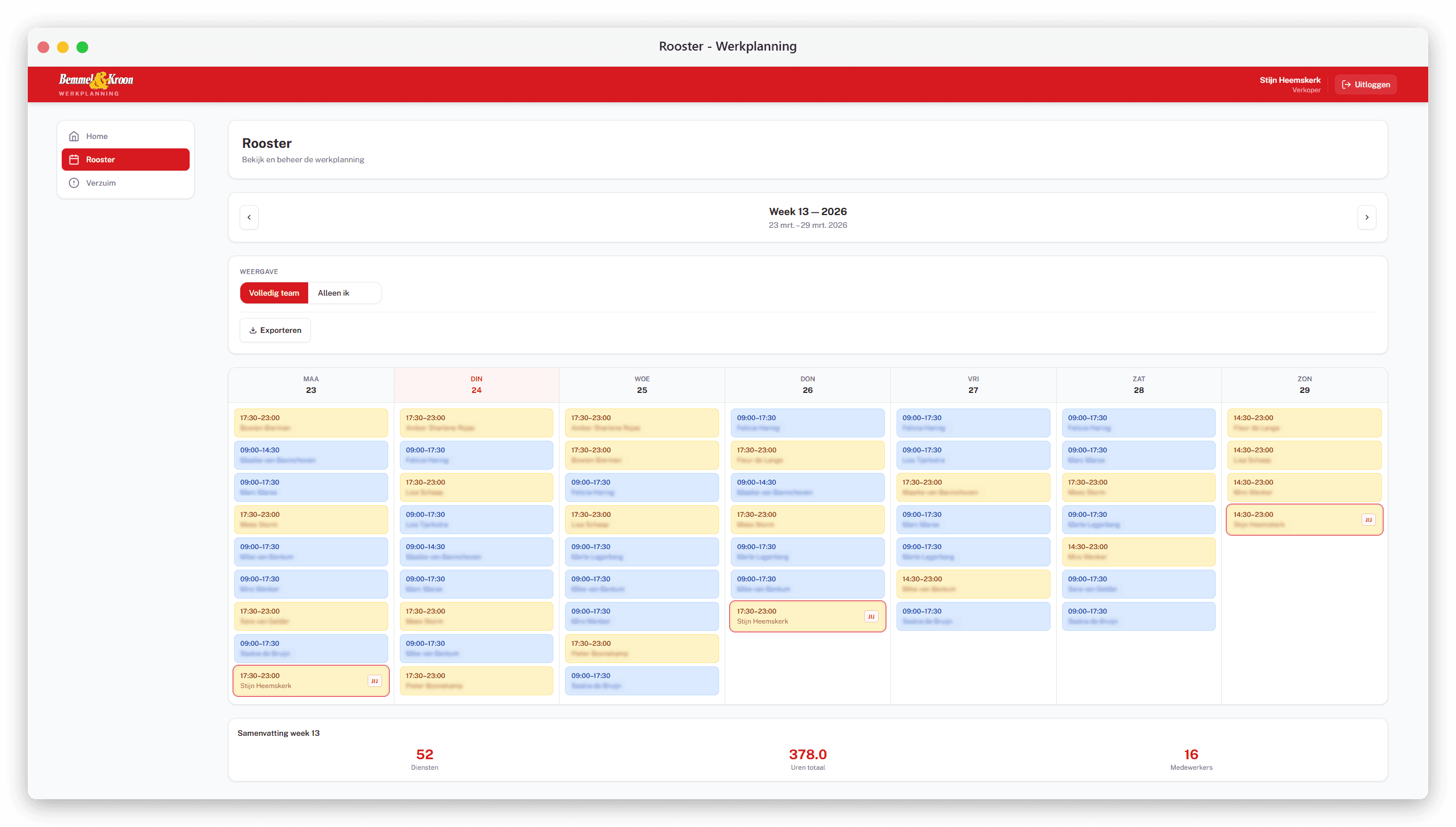 Bemmel & Kroon schedule view