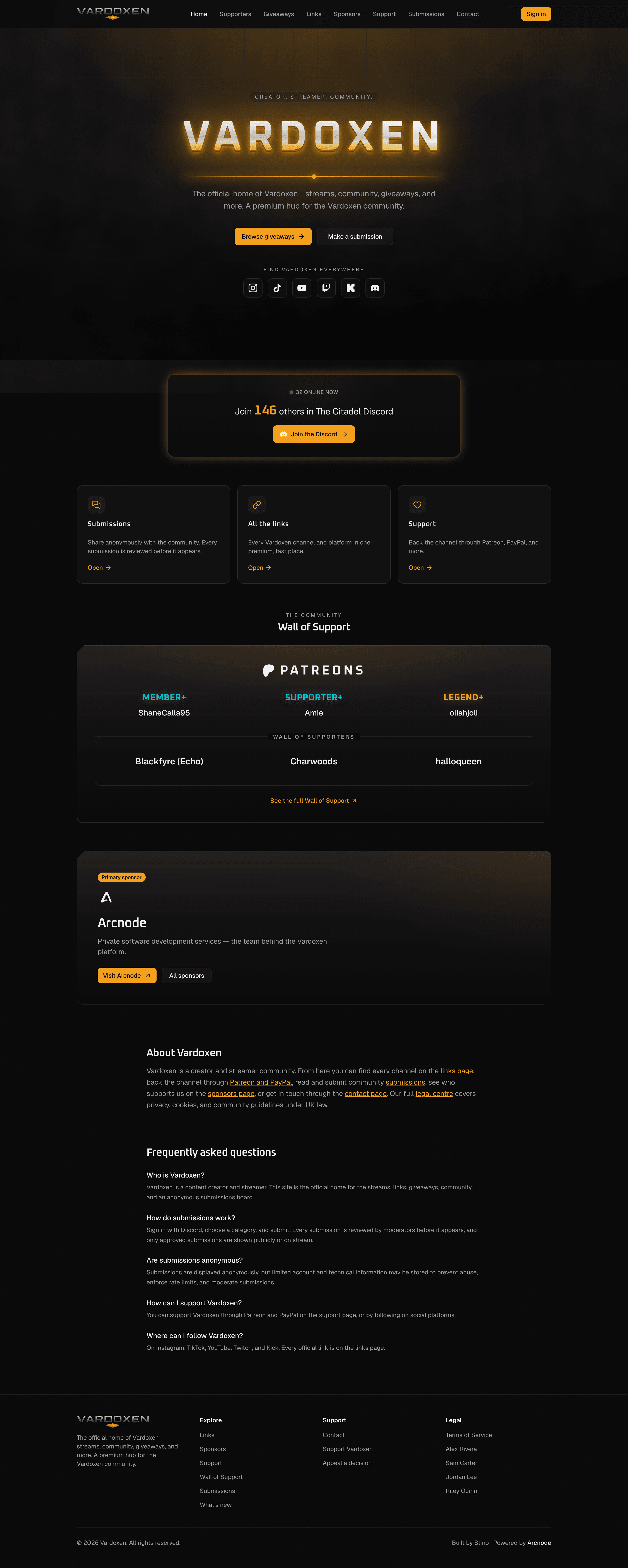 Vardoxen home page