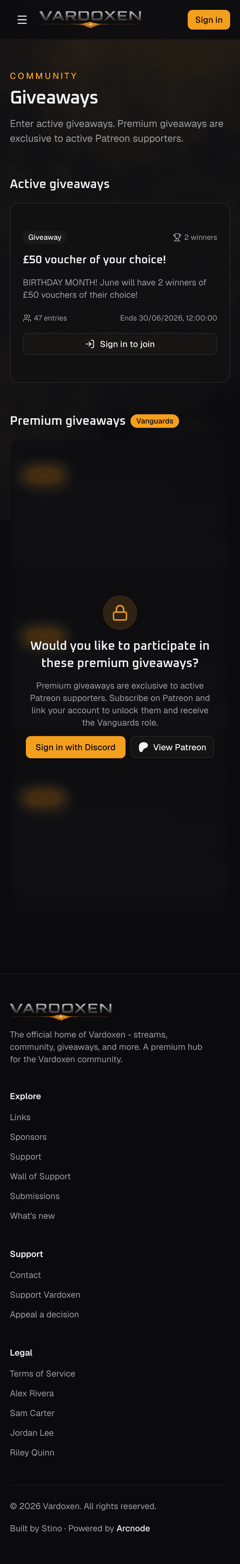 Vardoxen giveaways on mobile